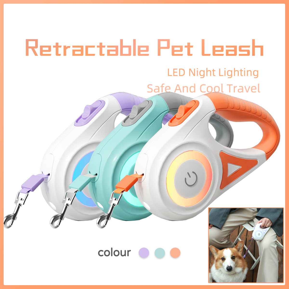 Dog Leash Retractable Leash And Dog Collar Spotlight Automatic Pet Dog Cat Traction Rope For Small Medium Dogs Pet Product - Imagen 10