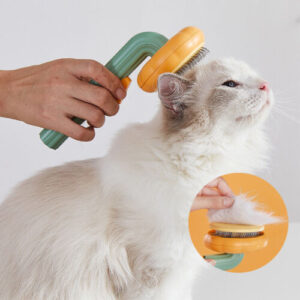 Cepillo de calabaza para mascotas - Cepillo de aseo autolimpiable para perros, gatos, cachorros y conejos, elimina suavemente el pelo suelto del subpelo, enredos y nudos/ Pet Pumpkin Brush, Pet Grooming Self Cleaning Slicker Brush For Dogs Cats Puppy Rabbit, Cat Brush Grooming Gently Removes Loose Undercoat, Mats Tangled Hair Slicker Brush