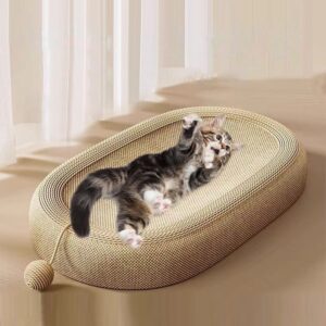 Rascador ovalado para gatos - Cama rascadora para gatitos, alfombrilla de rascado con forma de cuenco, nido y centro de actividades/Oval Cat Scratcher Board Bed Kitten Scratching Pad Bowl Nest Activity Center