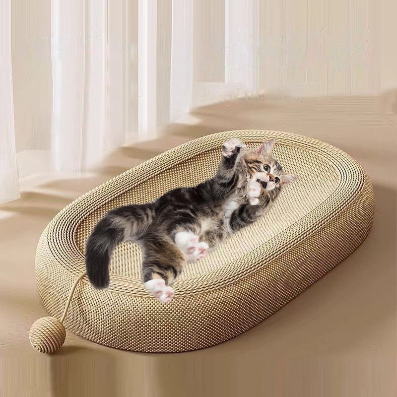 Rascador ovalado para gatos - Cama rascadora para gatitos, alfombrilla de rascado con forma de cuenco, nido y centro de actividades/Oval Cat Scratcher Board Bed Kitten Scratching Pad Bowl Nest Activity Center