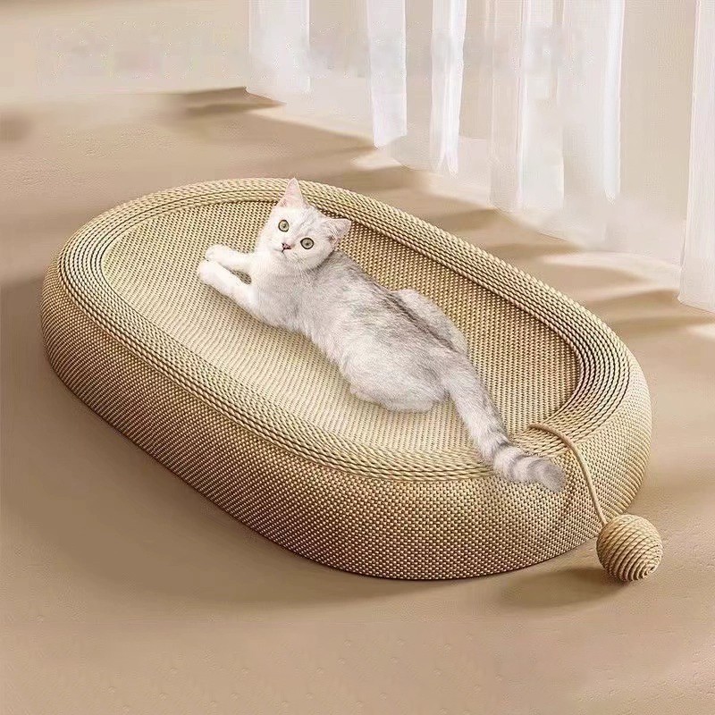 Rascador ovalado para gatos - Cama rascadora para gatitos, alfombrilla de rascado con forma de cuenco, nido y centro de actividades/Oval Cat Scratcher Board Bed Kitten Scratching Pad Bowl Nest Activity Center - Imagen 2